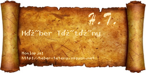 Héber Tétény névjegykártya